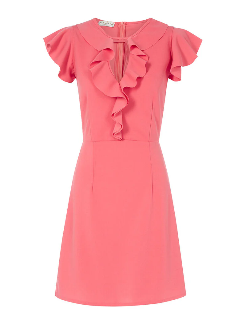 Jurk met ruches mouwtjes - roze