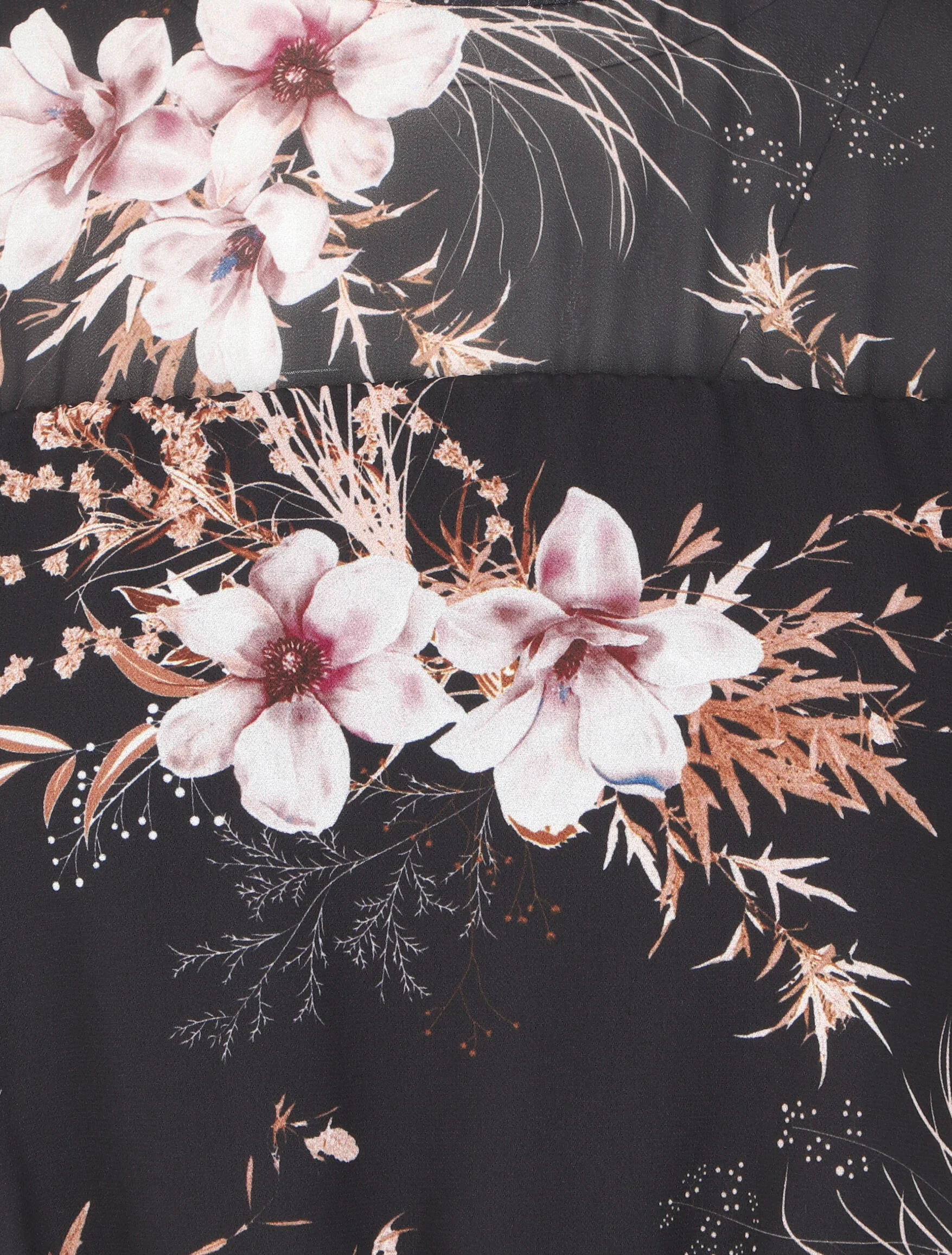Volantjurk met orchideeënbloemenmotief - Zwart - Image 3