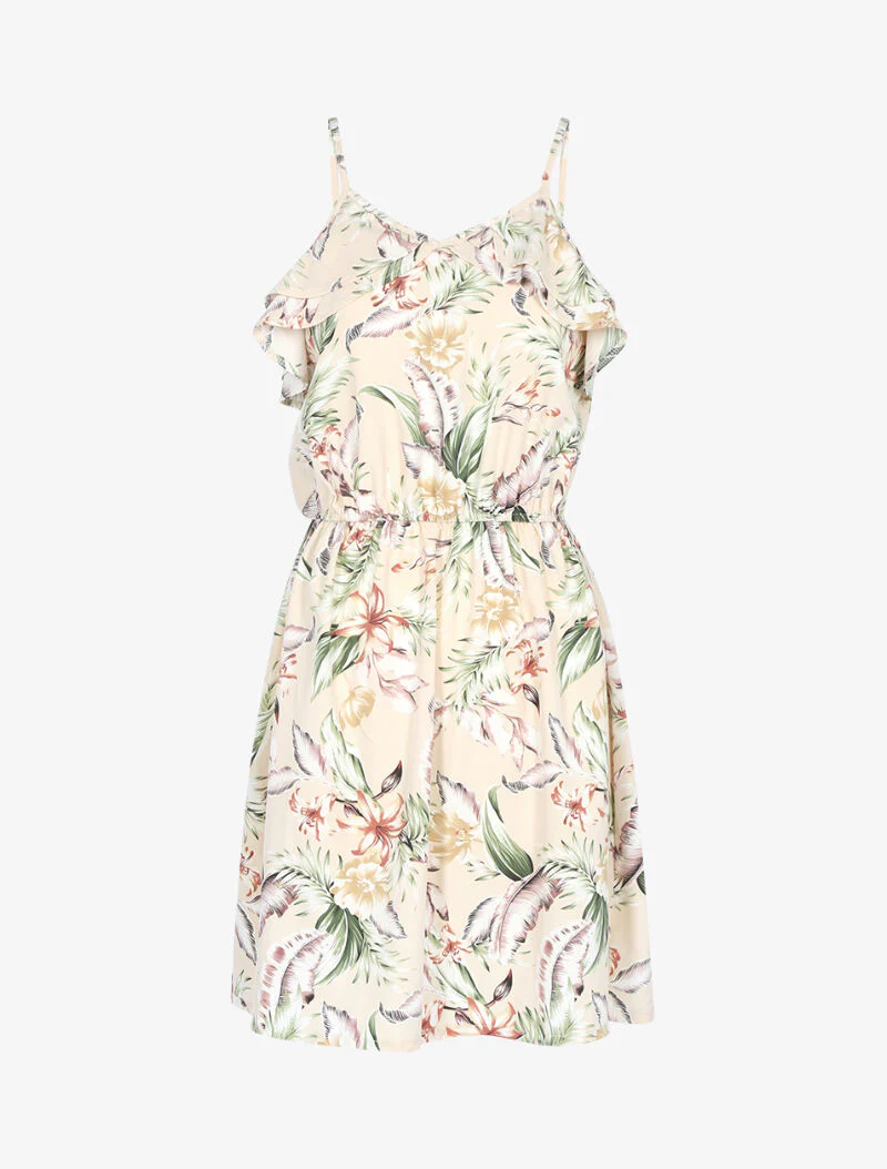 Jurk met volantkraag - beige