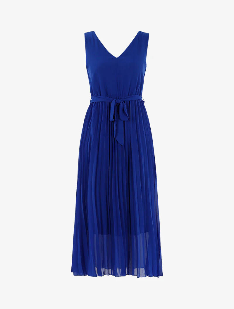 Jurk met gewafelde zoom - elektrisch blauw