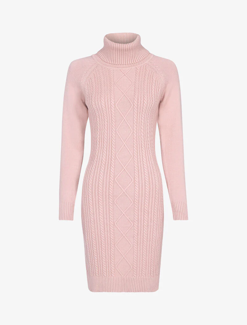 Coltrui-jurk met kabelbreisel - roze