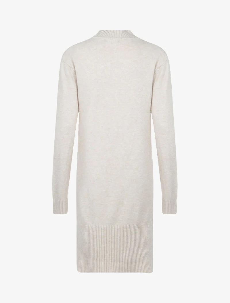 Gebreide jurk met gevlochten strepen - beige - Image 2
