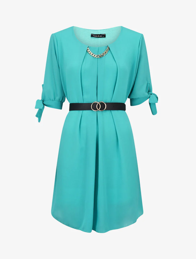 Jurk van chiffon met kettingdetail - mintgroen