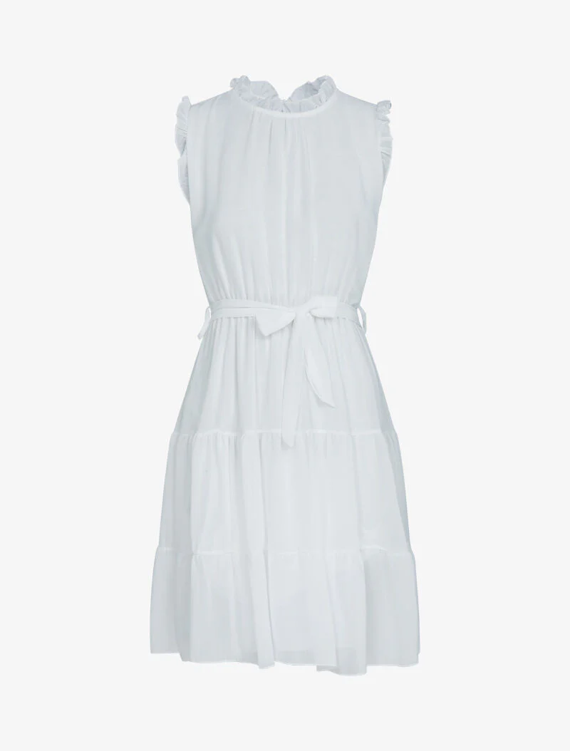 Jurk van chiffon met ruches - ecru - Image 2