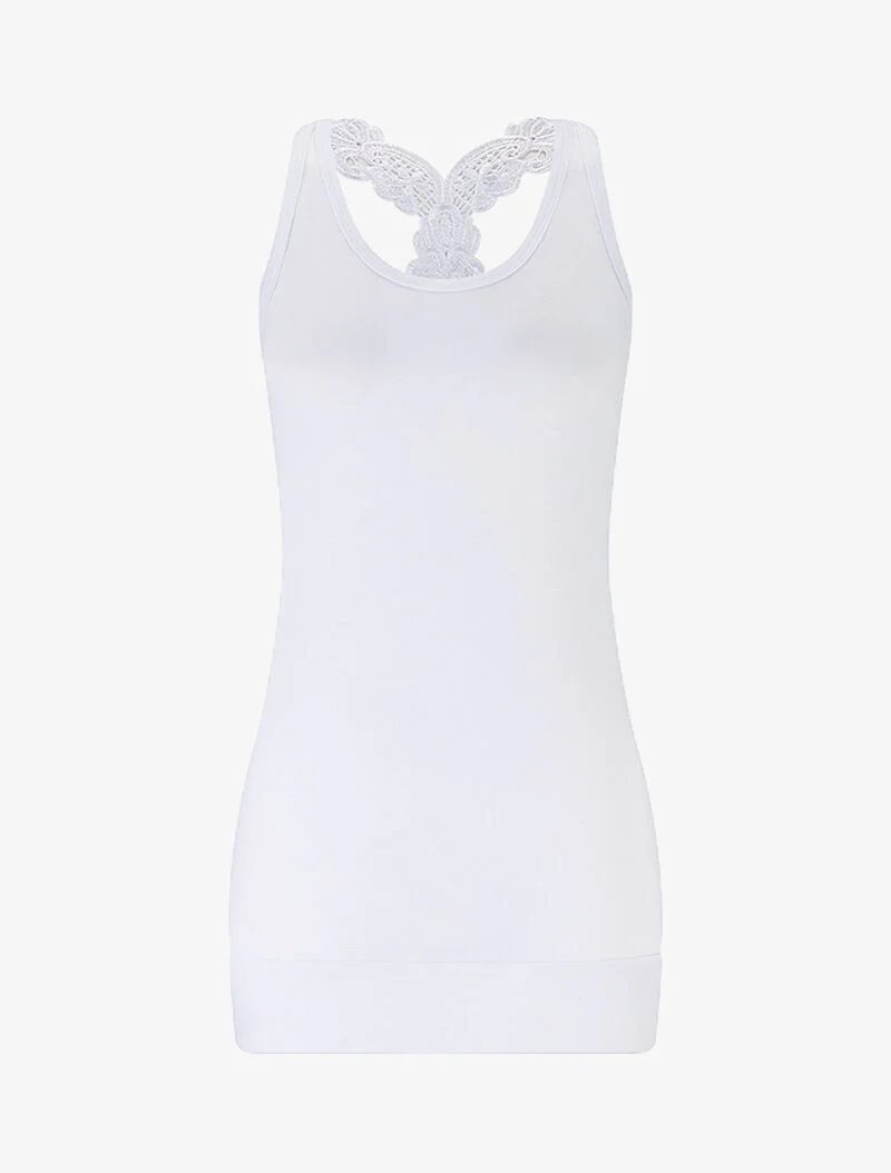 Kanten racerback tanktop - wit