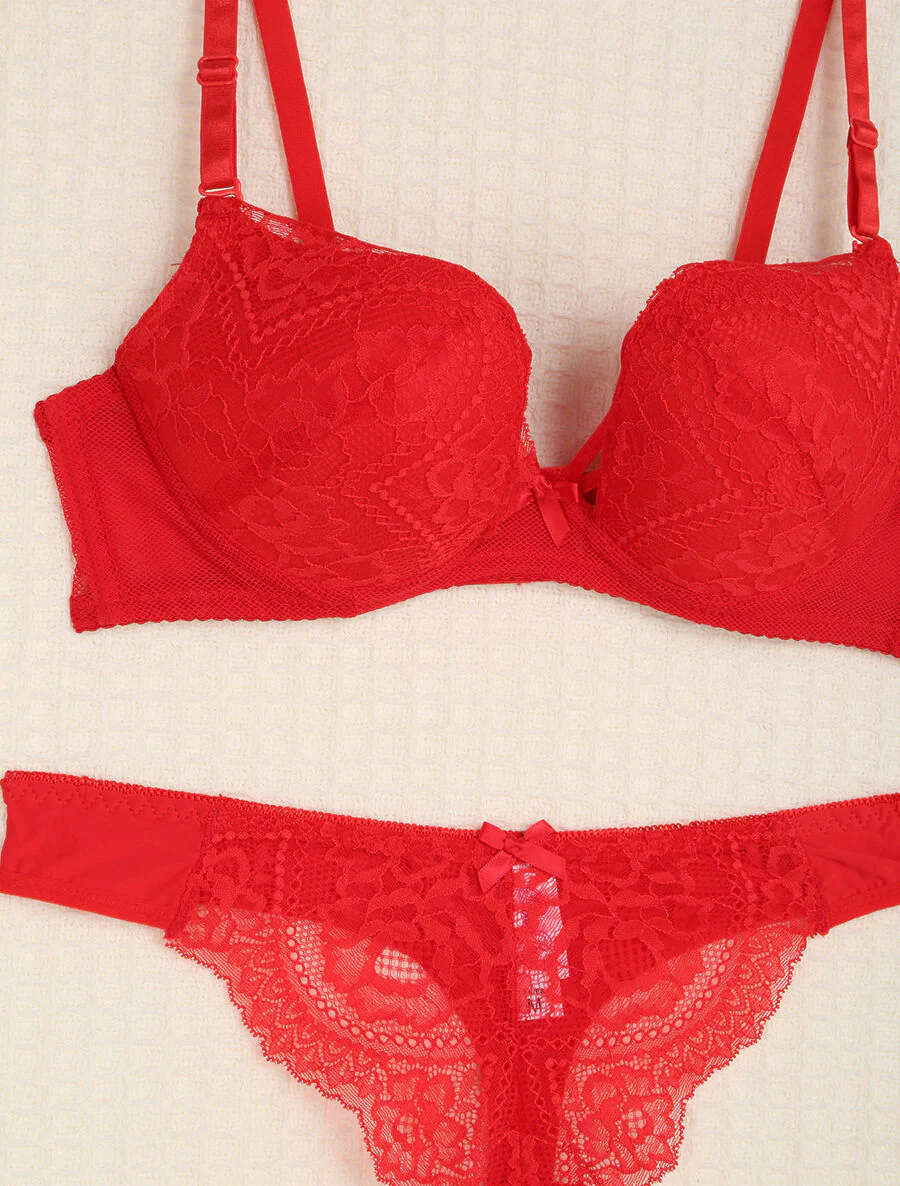 Kant- en tule set met bandjes - Rood - Image 3