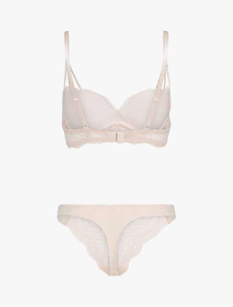 Kanten set met gestileerde bandjes - nude - Image 2