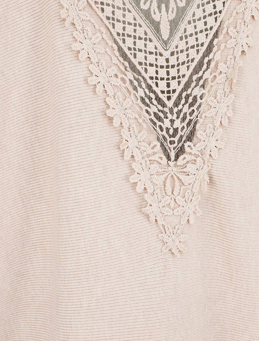 Kanten rugtrui - Beige - Image 4