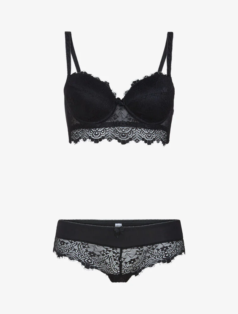 Kanten bustier set - zwart