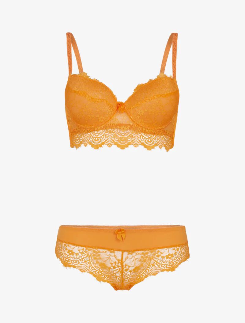 Kanten bustier set - oranje