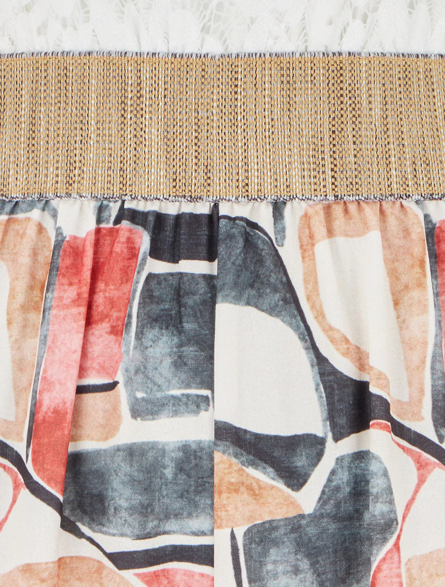 Kanten combinatie met fantasieprint - Zwart - Image 3