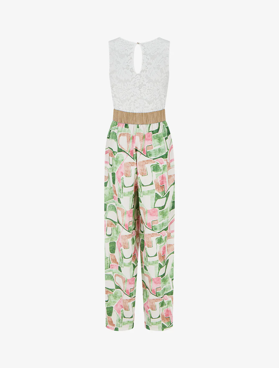 Kanten combinatie met fantasieprint - Groen - Image 2