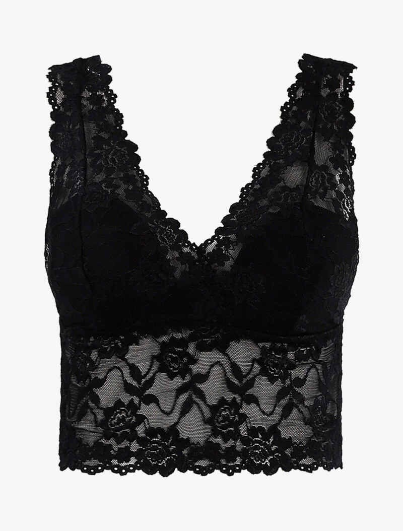 Kanten crop top - zwart