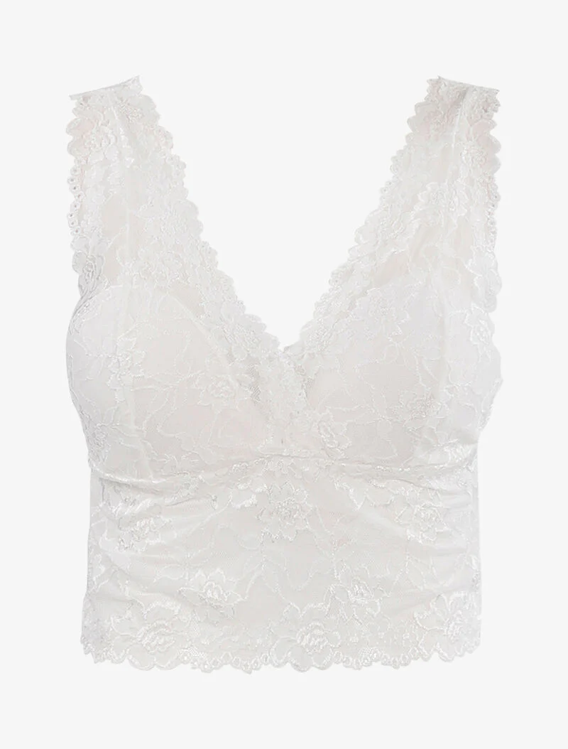 Kanten crop top - wit