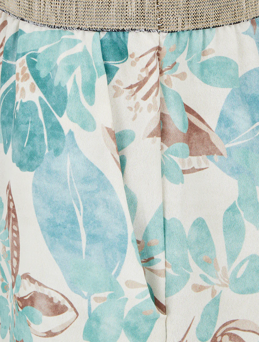 Kanten en bloemenbedrukte playsuit - Watergroen - Image 3