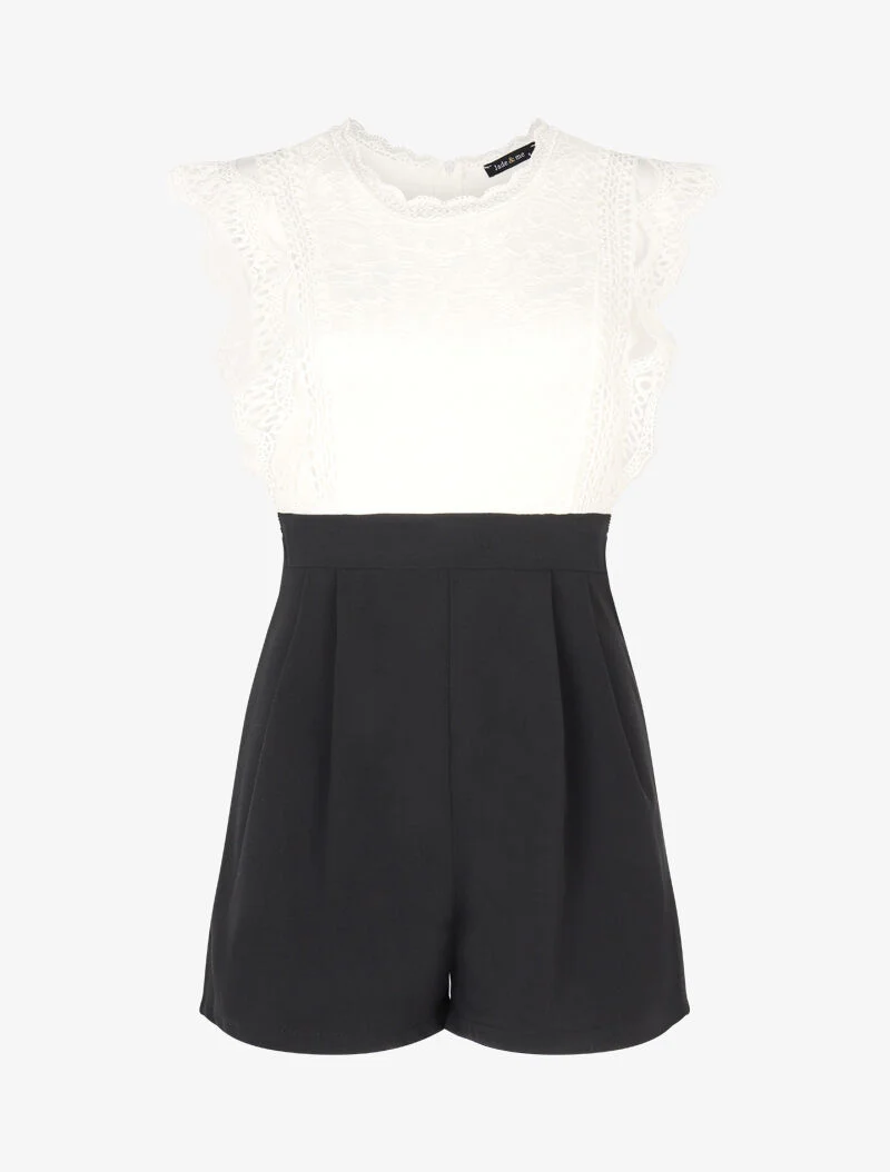 Kanten jumpsuit met bustier - zwart - Image 2