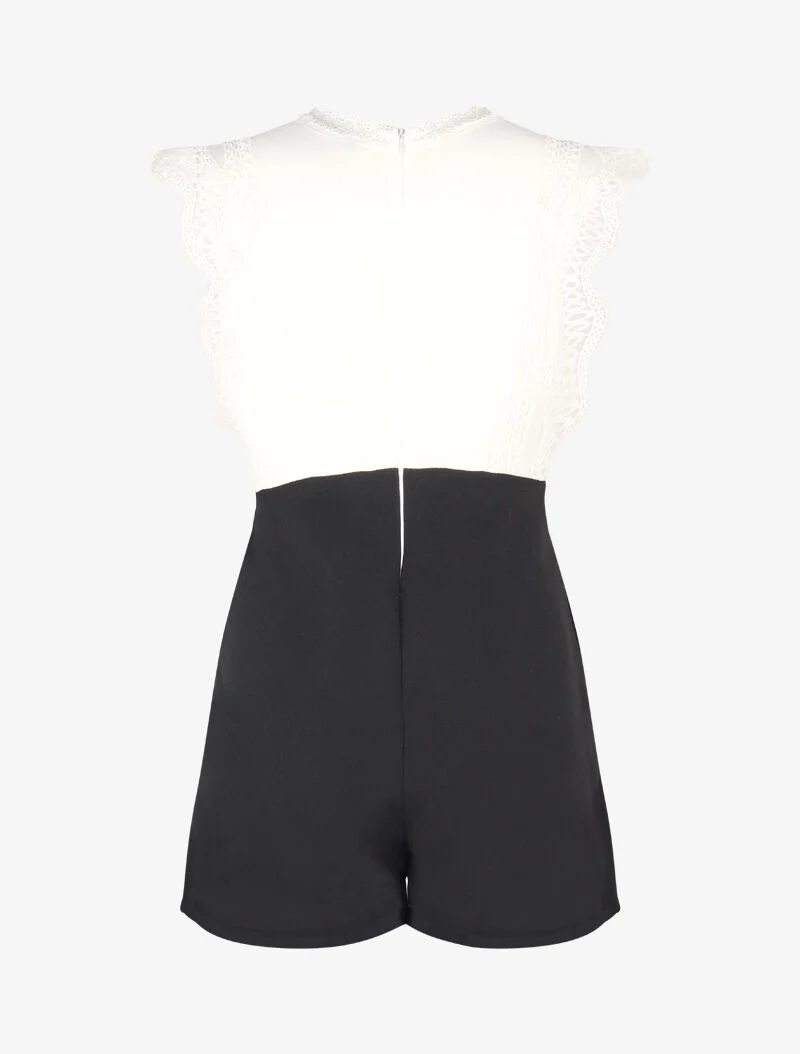 Kanten jumpsuit met bustier - zwart - Image 3