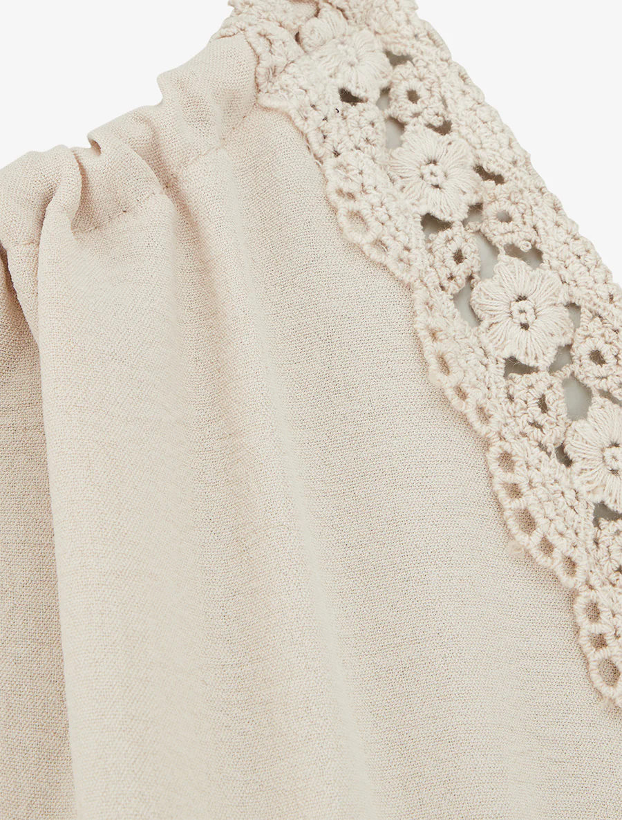 Kanten playsuit met open rug - Beige - Image 3