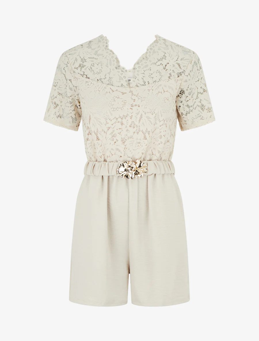 Kanten romper. - Beige