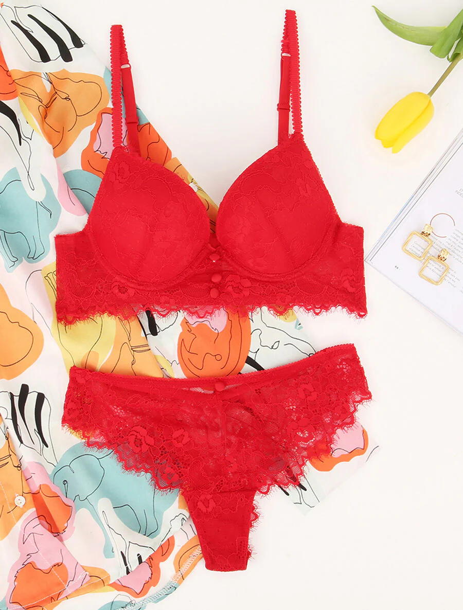 Kantenset met knoopdetails - Rood