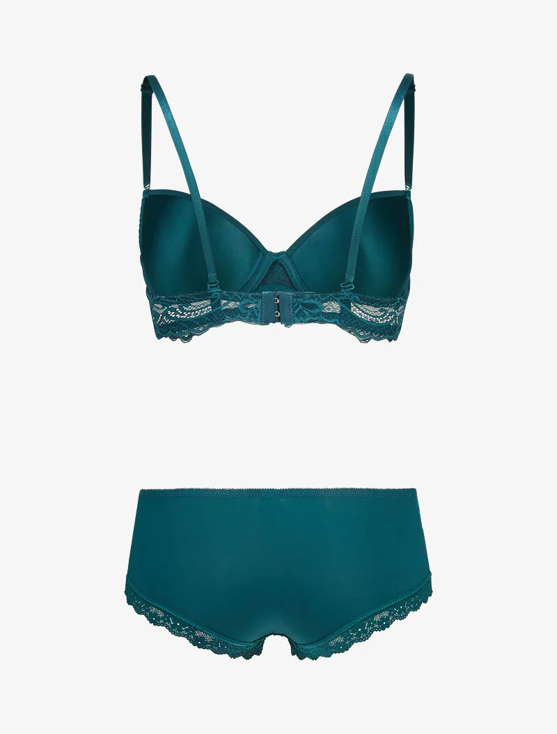 Kantenset met opengewerkte shorty - blauwgroen - Image 2