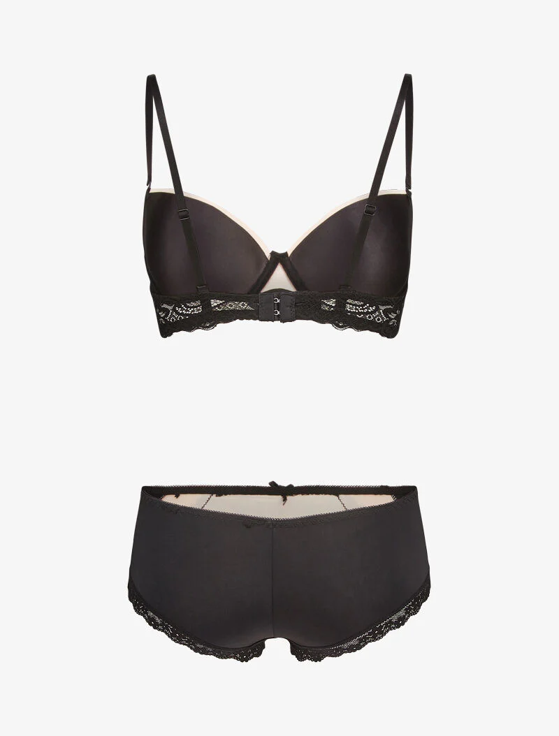Kantensetjes met opengewerkte shorty - nude/zwart - Image 2