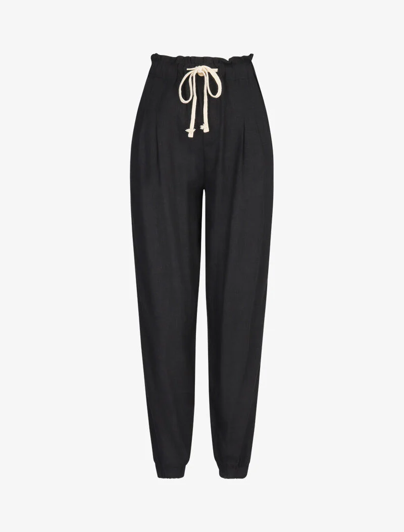 Katoenen broek in sarouel-stijl - zwart