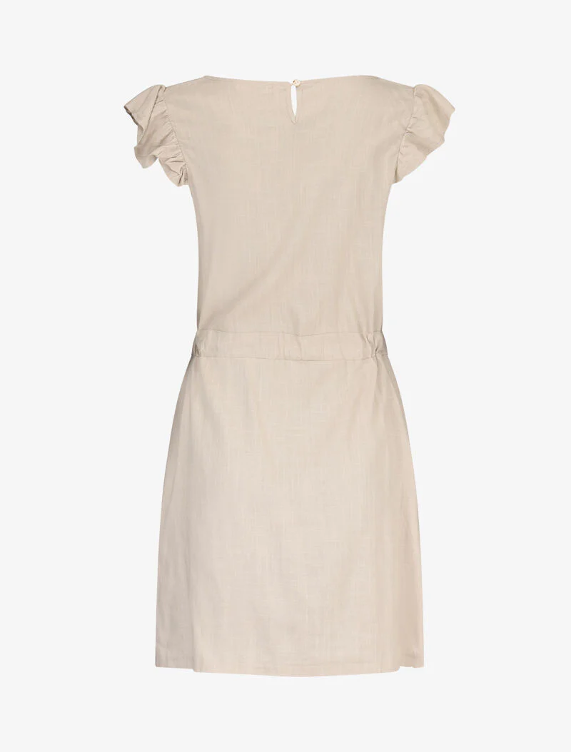 Katoenen jurk met gerimpelde mouwgaten - beige - Image 2