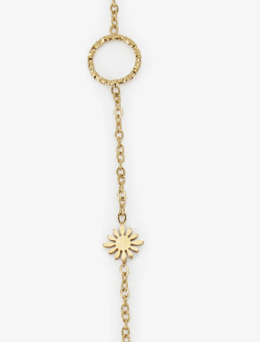 Ketting met cirkels en kleine bloemen - Goud - Image 3