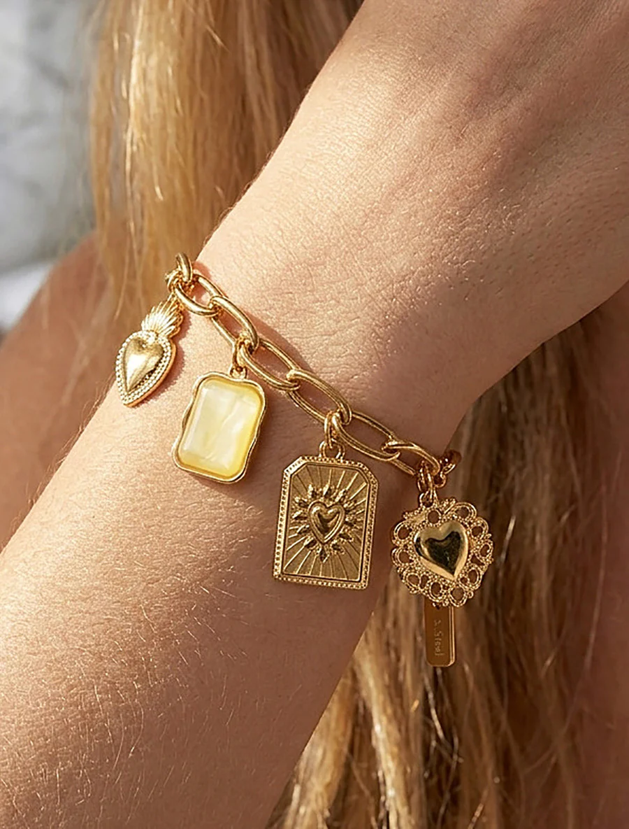 Kettingarmband met bedels - Geel