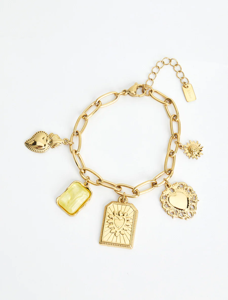 Kettingarmband met bedels - Geel - Image 2