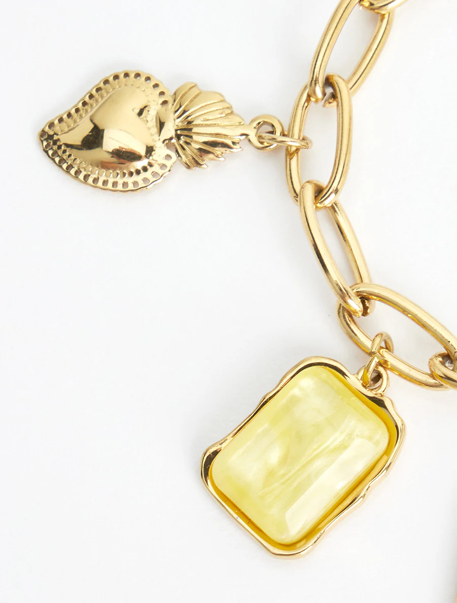Kettingarmband met bedels - Geel - Image 3
