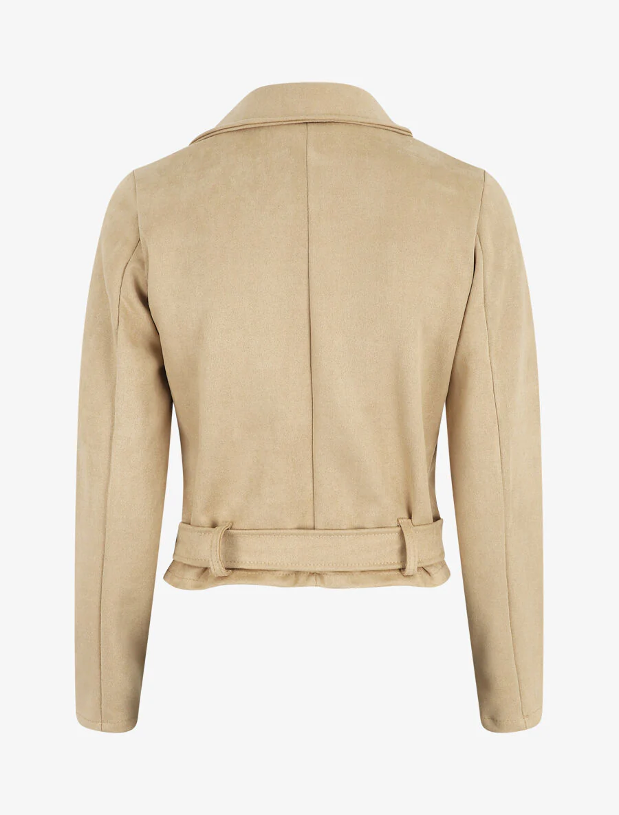 Klassiek bikerjack van kunstsuède - Beige - Image 2