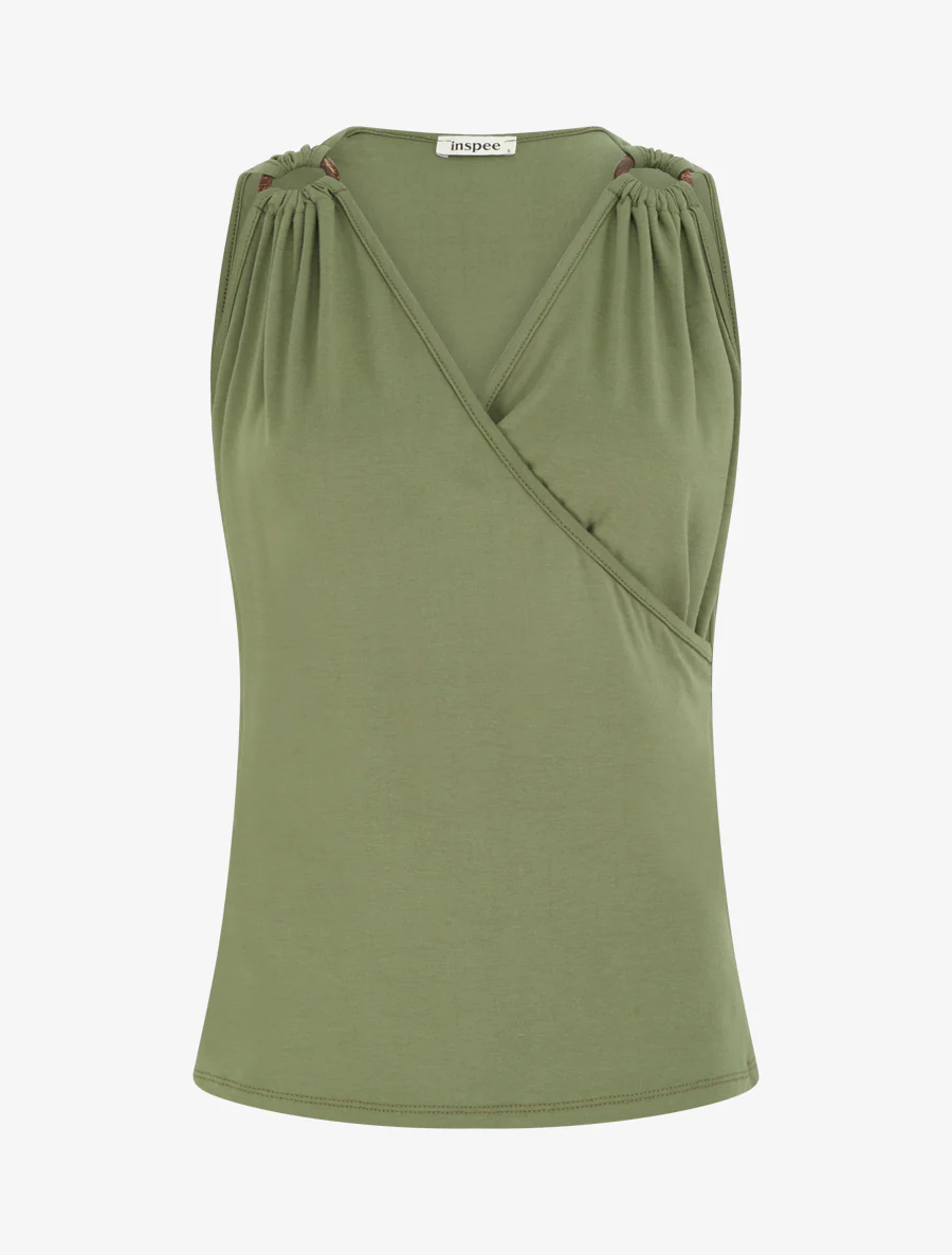 Klassieke cache-coeur top - Kaki