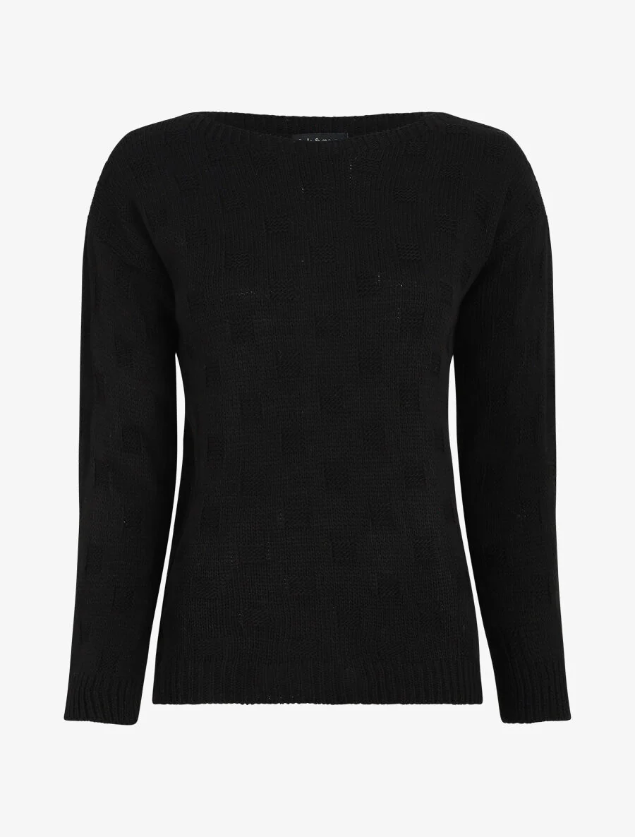 Klassieke pull met ruitpatroon effect - Zwart