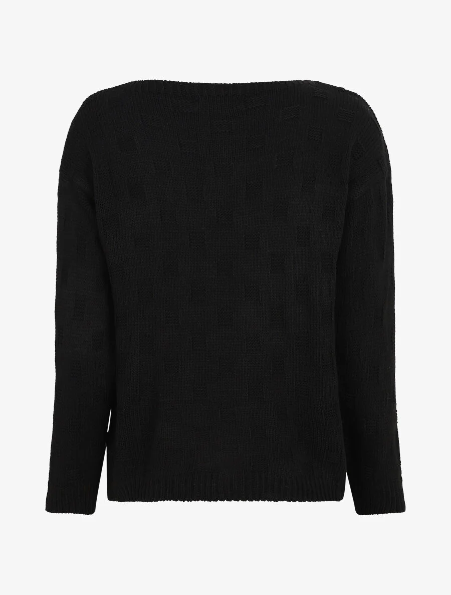 Klassieke pull met ruitpatroon effect - Zwart - Image 2