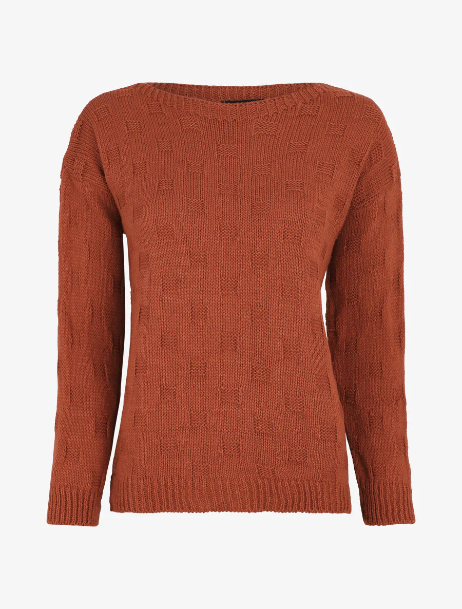 Klassieke pull met ruitpatroon effect - Sienakleurig
