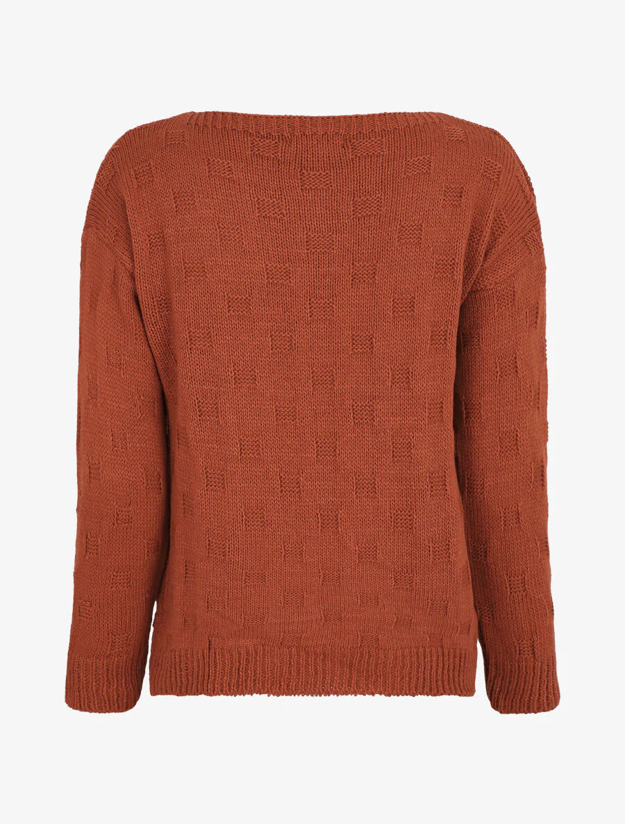 Klassieke pull met ruitpatroon effect - Sienakleurig - Image 2