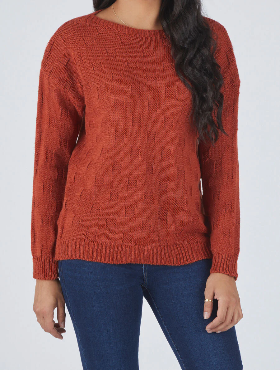 Klassieke pull met ruitpatroon effect - Sienakleurig - Image 4