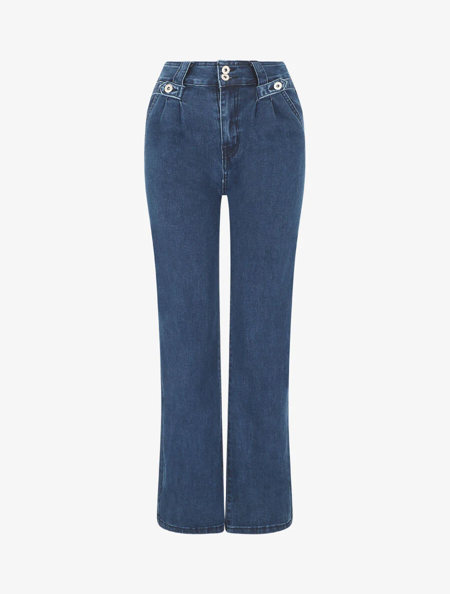 Klassieke rechte jeans met hoge taille - blauw