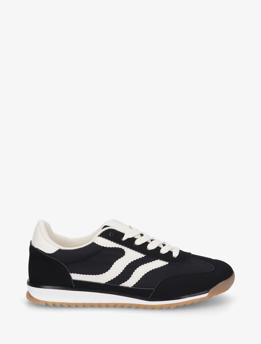 Klassieke sneakers met gekartelde strepen - Zwart