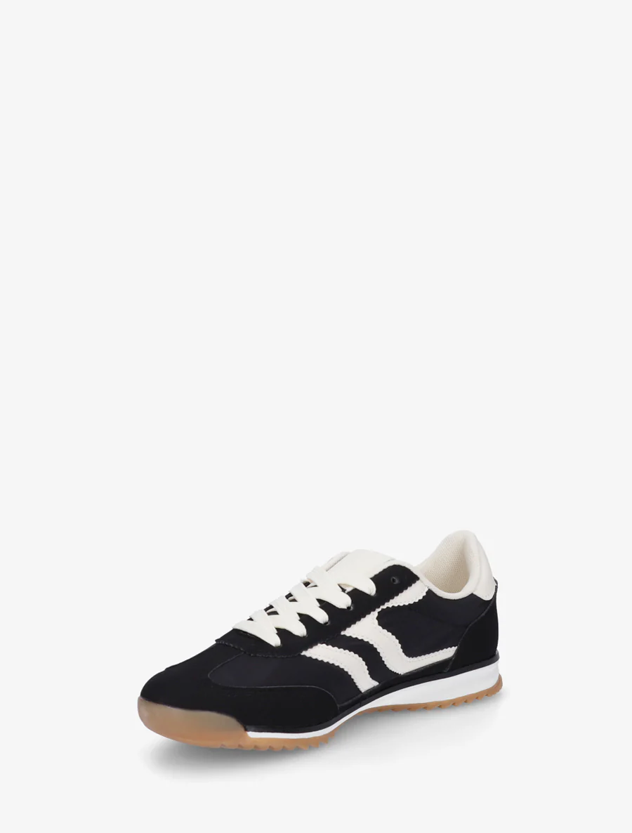 Klassieke sneakers met gekartelde strepen - Zwart - Image 3