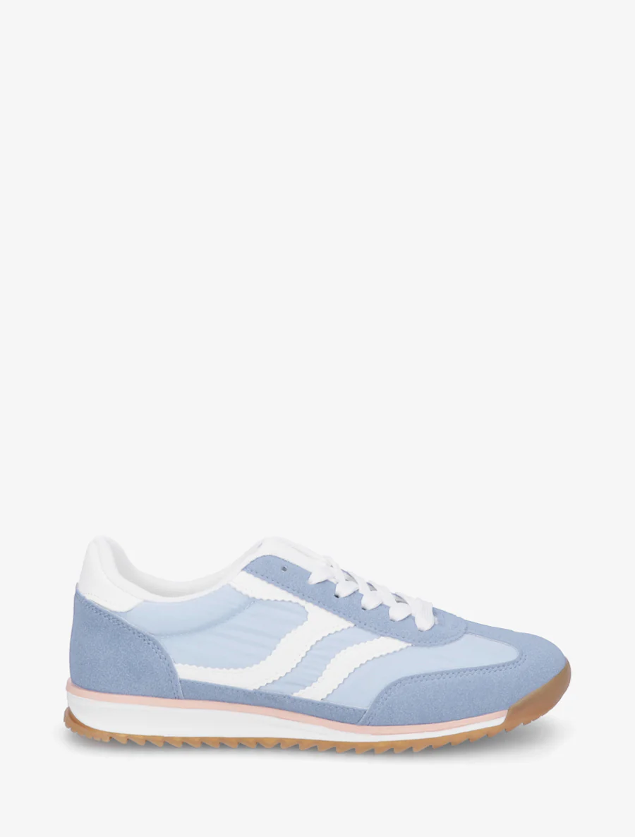 Klassieke sneakers met gekartelde strepen - Lichtblauw