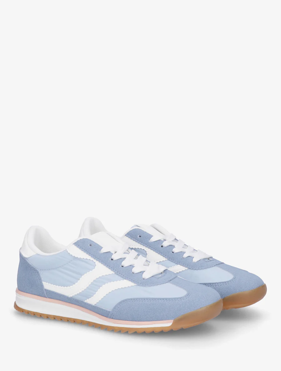 Klassieke sneakers met gekartelde strepen - Lichtblauw - Image 4
