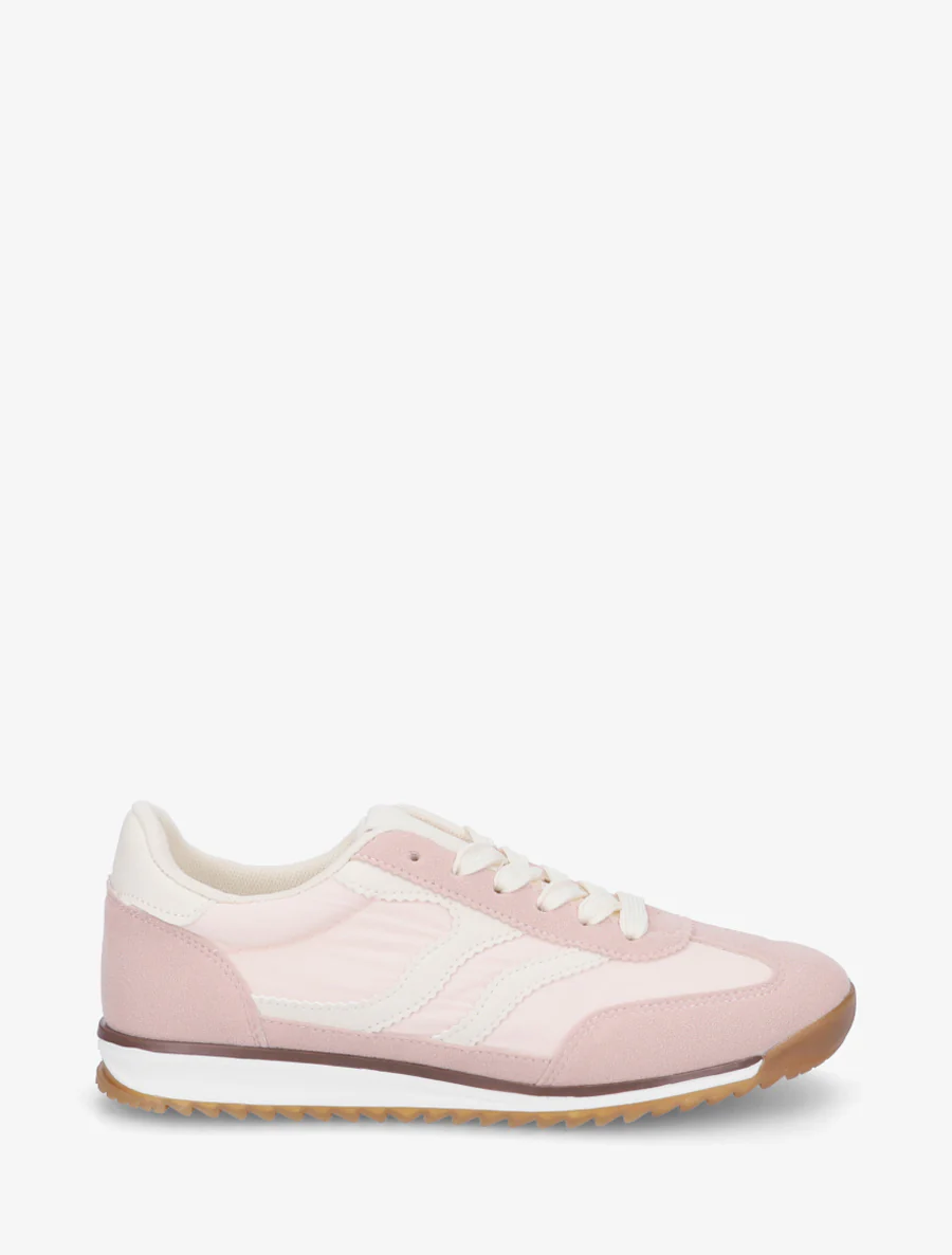Klassieke sneakers met gekartelde strepen - Roos