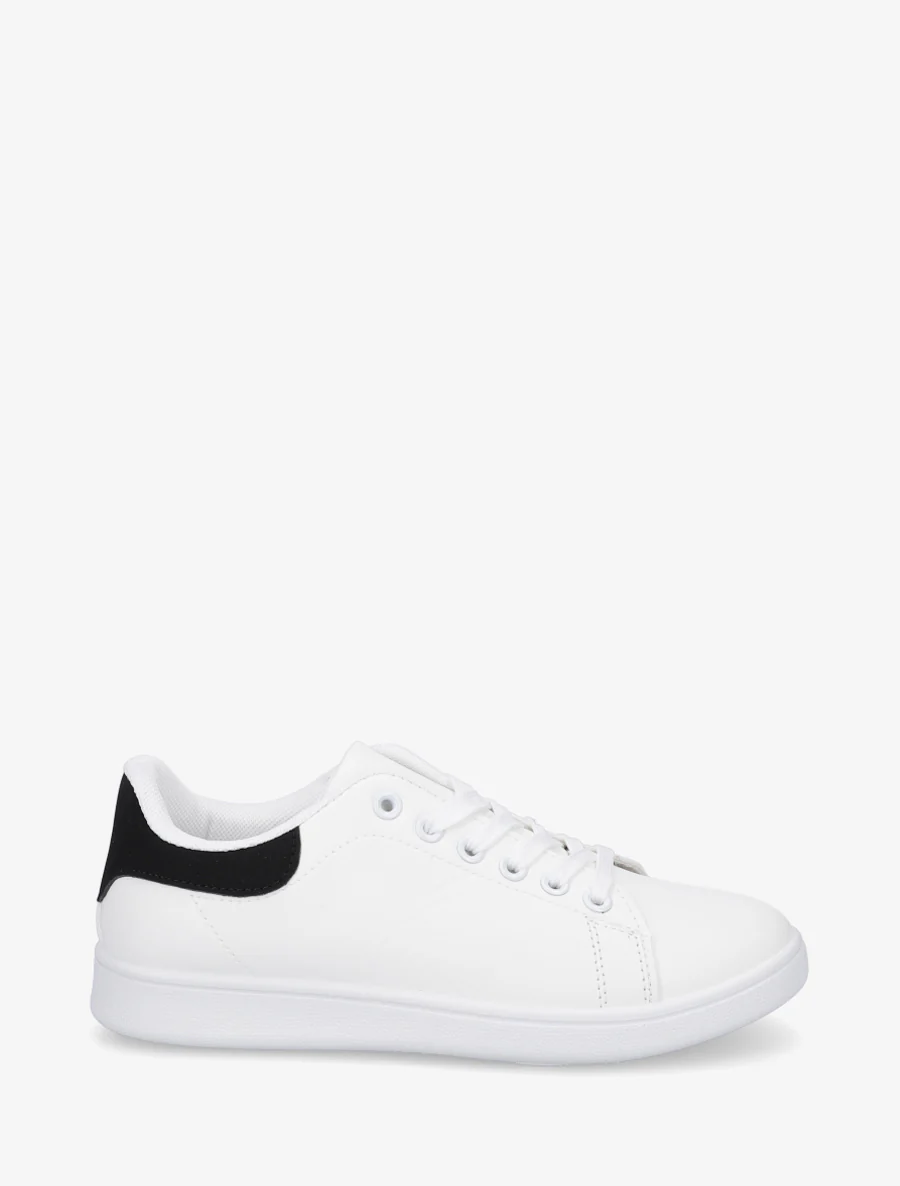 Klassieke sneakers van imitatieleer - Zwart/wit