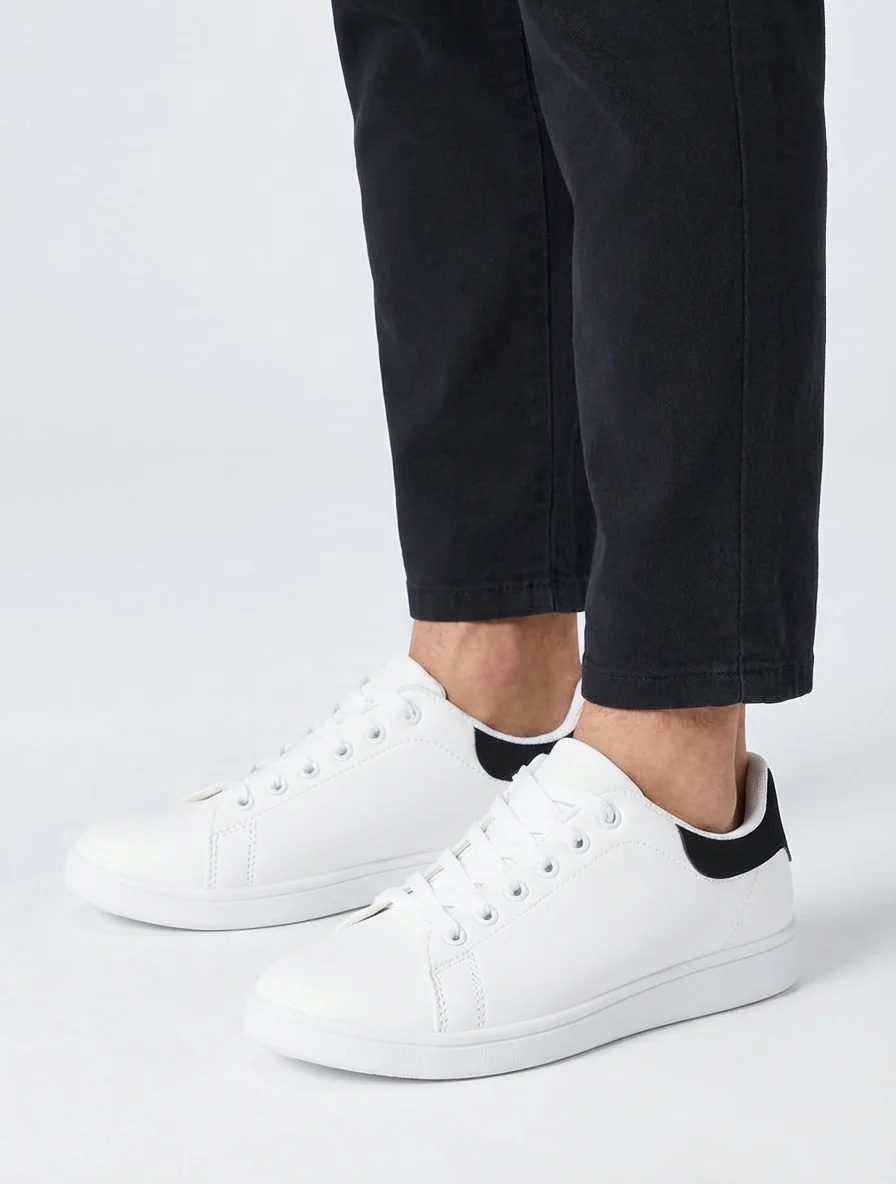 Klassieke sneakers van imitatieleer - Zwart/wit - Image 5
