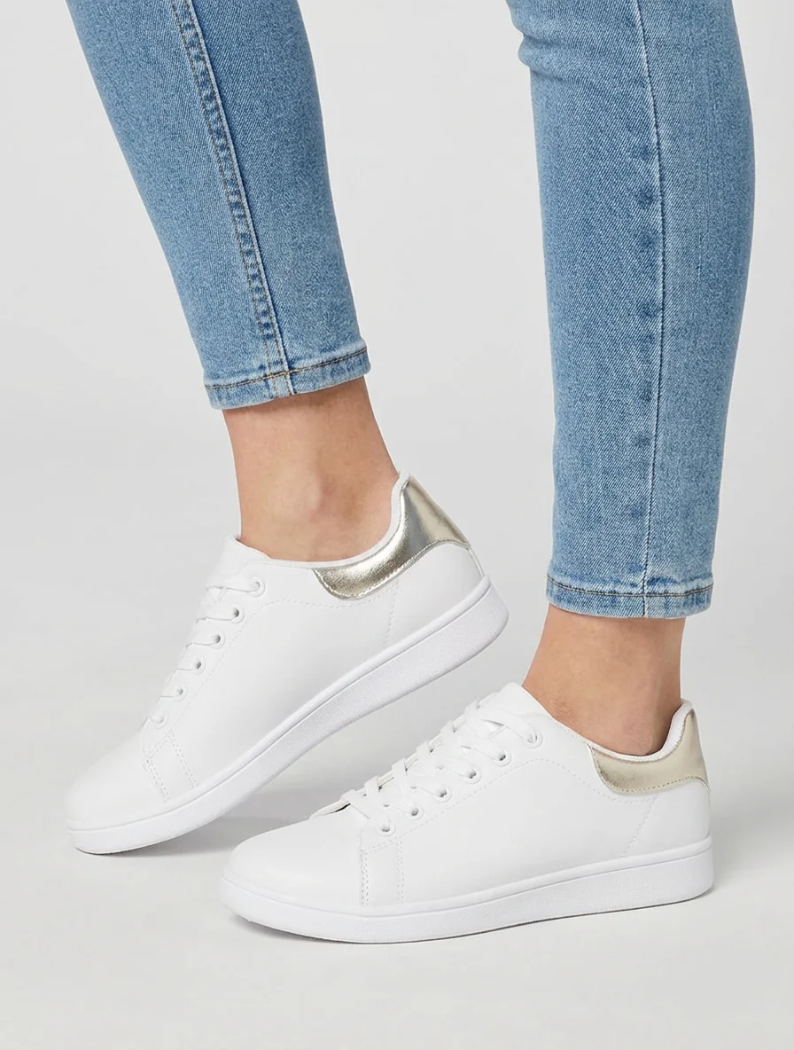 Klassieke sneakers van imitatieleer - Goud - Image 5