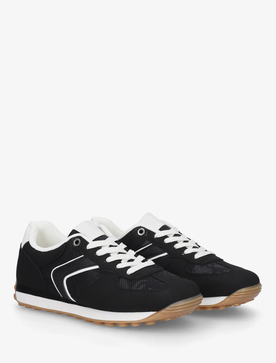 Klassieke sneakers van suède en stof - Zwart - Image 4