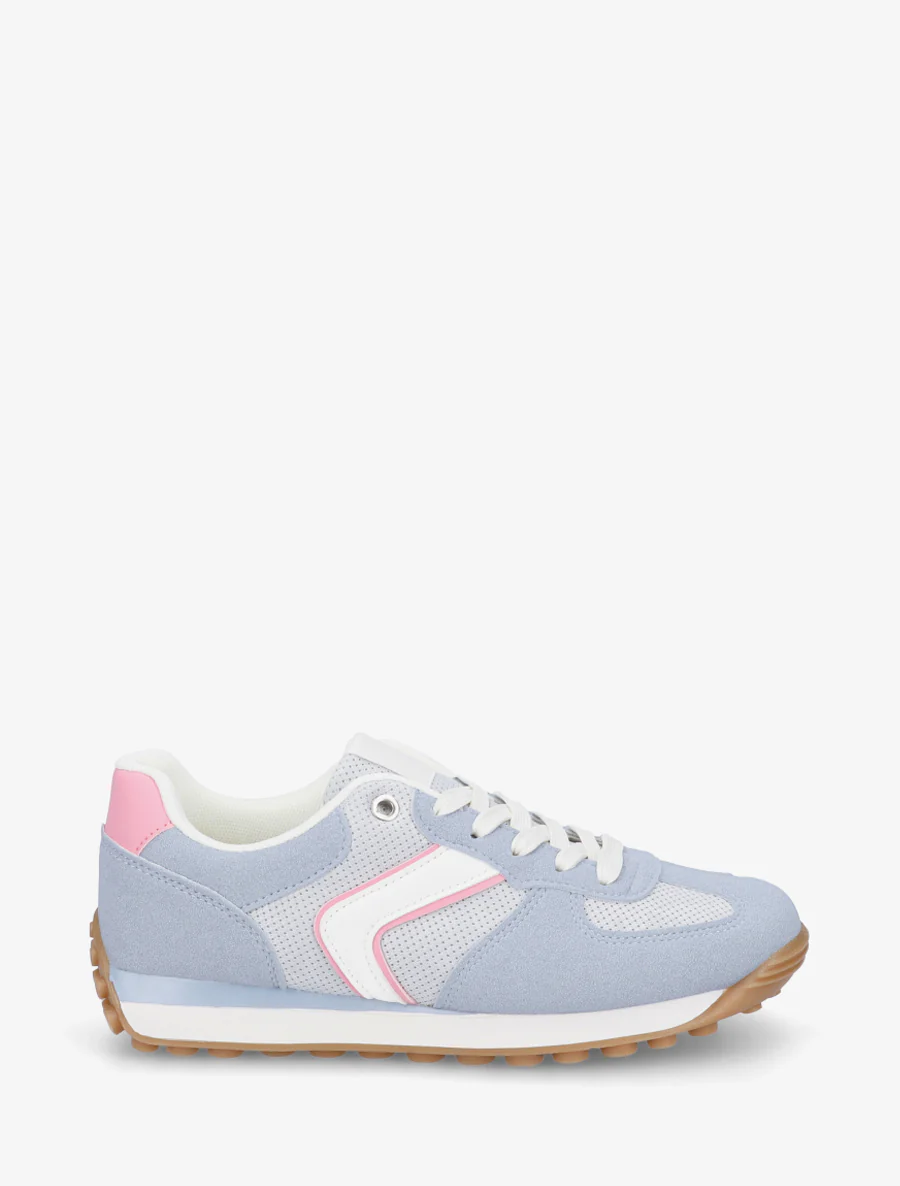Klassieke sneakers van suède en stof - Lichtblauw